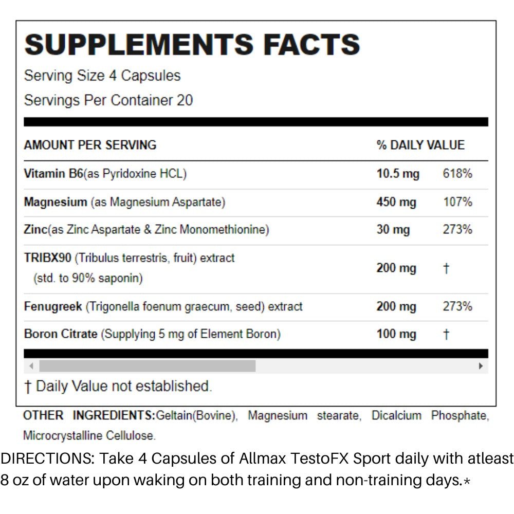 AllMax TestoFX Sport 90 caps 665553229232- The Supplement Warehouse Pte Ltd