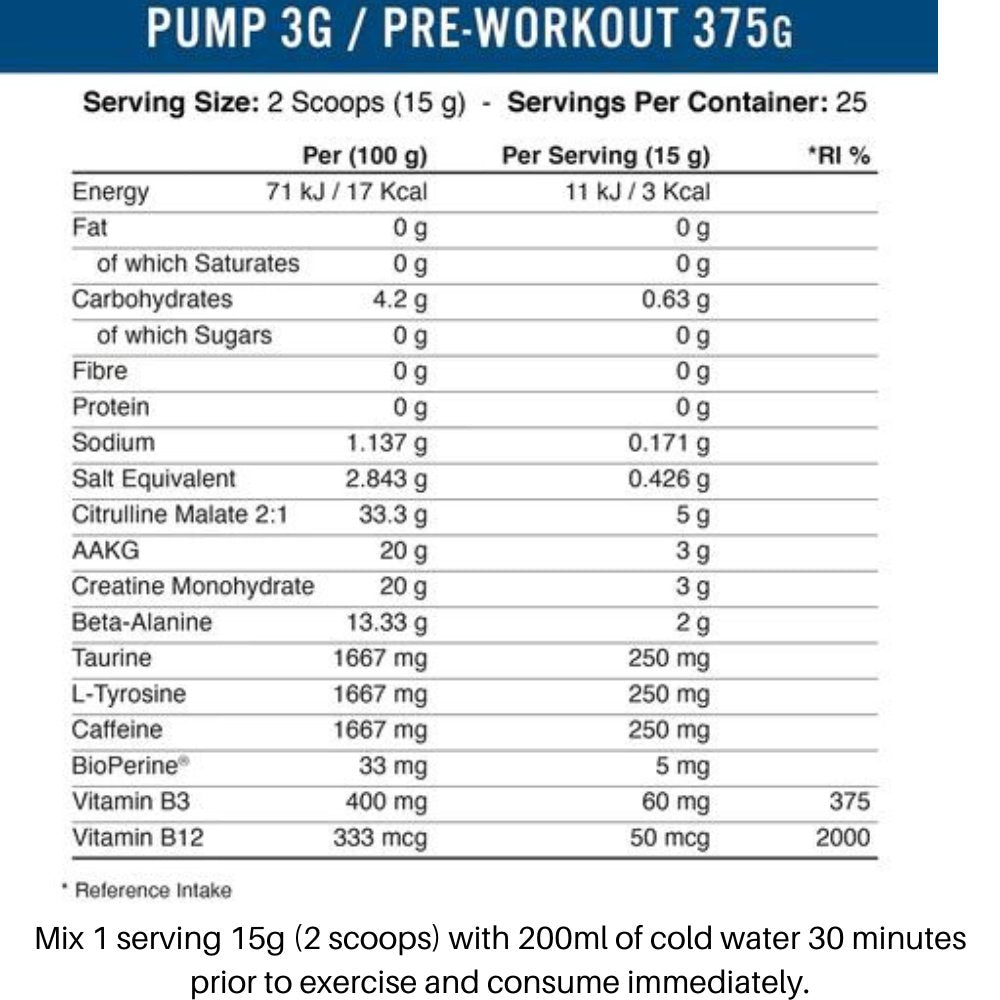 Applied Pump 3G Pre-Workout Original (HALAL) 375g 634158794322- The Supplement Warehouse Pte Ltd