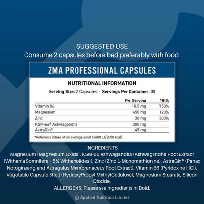 Applied ZMA Pro (HALAL) 60 veg caps 634158793974- The Supplement Warehouse Pte Ltd
