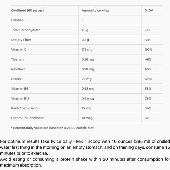 EHP Labs OxyShred Thermogenic Fat Burner 60 servings The Supplement