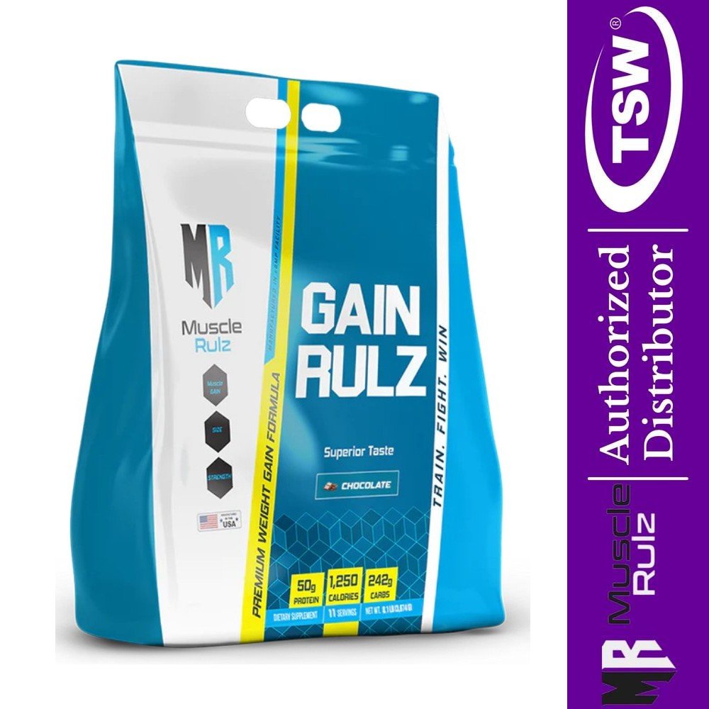 Muscle Rulz Gain Rulz 8 lbs (44 scoops, per scoop 13g Protein 61g Car