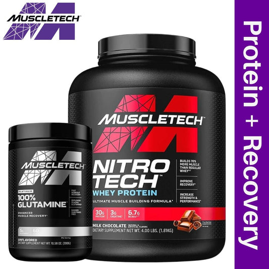 MuscleTech Nitro Tech 4 lbs + Glutamine 300g Recovery Bundle - The Supplement Warehouse Pte Ltd