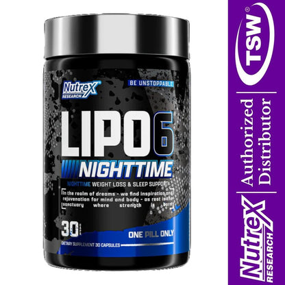 Nutrex Lipo6 Black NightTime 30 veg cap x10/26 850005755562- The Supplement Warehouse Pte Ltd