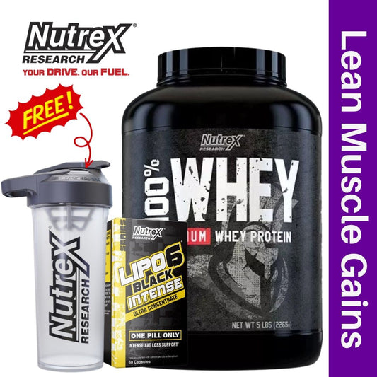 Nutrex Whey 5 lbs + Lipo6 Intense Lean Gain Bundle - The Supplement Warehouse Pte Ltd