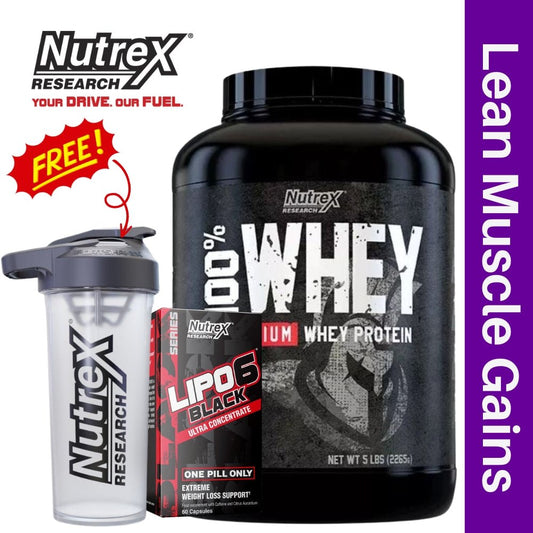 Nutrex Whey 5 lbs + Lipo6 Lean Gain Bundle - The Supplement Warehouse Pte Ltd
