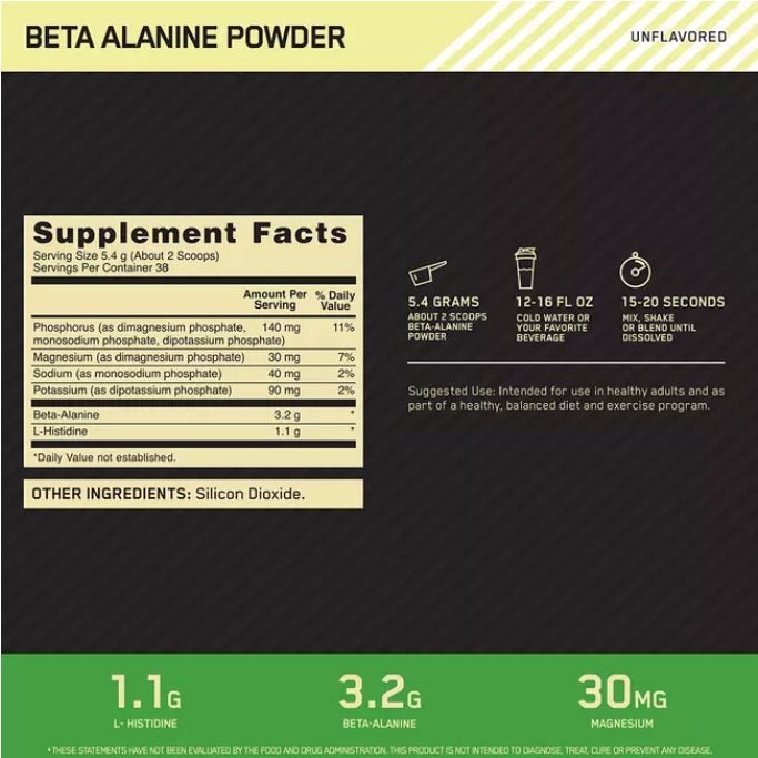 Optimum Nutrition Beta-Alanine Powder 203g 37 servings 748927020946- The Supplement Warehouse Pte Ltd