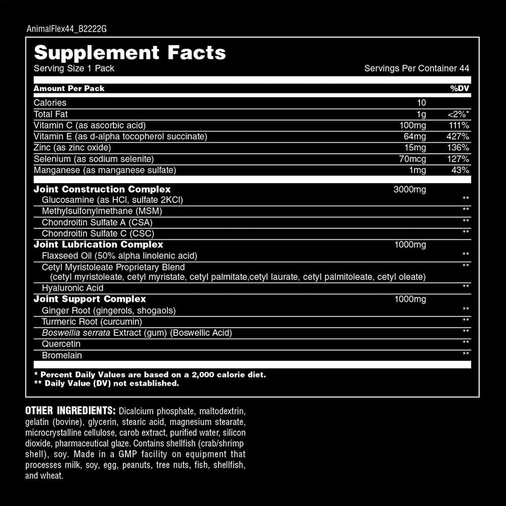 Universal Nutrition Animal Flex 44 packs 039442030528- The Supplement Warehouse Pte Ltd
