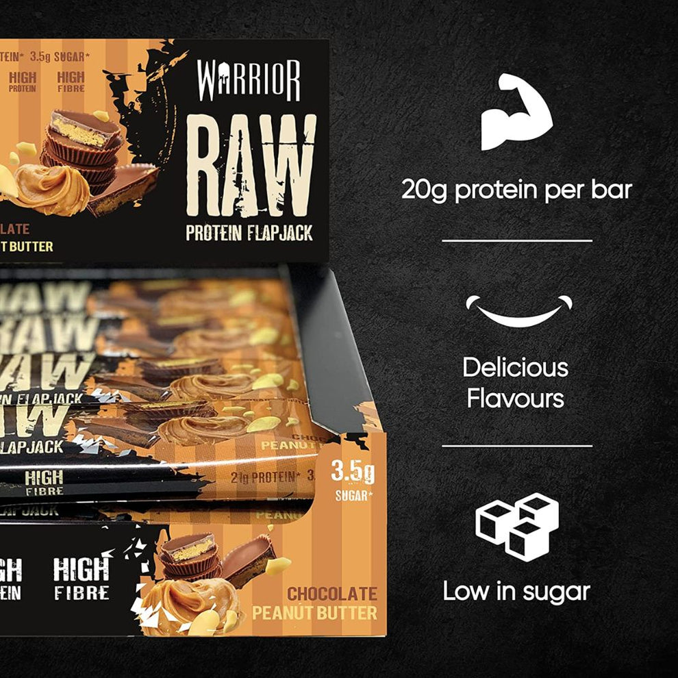 Warrior Raw Protein Flapjack 75g Single Bar Halal Exp Feb Jul 2025